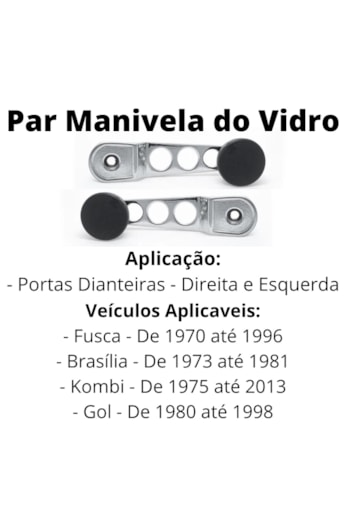 2 Manivelas Vidro Cromadas Sport  Fusca Brasília Gol Kombi