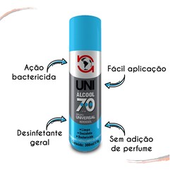 6 Álcool Aerossol 70% Bactericida Multiuso Uni1000 - 300 ML