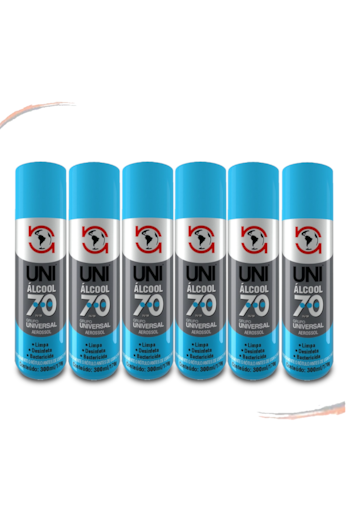 6 Alcool Aerossol Spray 70º INPM Multiuso Uni1000 - 300ml