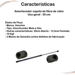 Amortecedor capota de fibra de vidro Uso geral - 30 cm