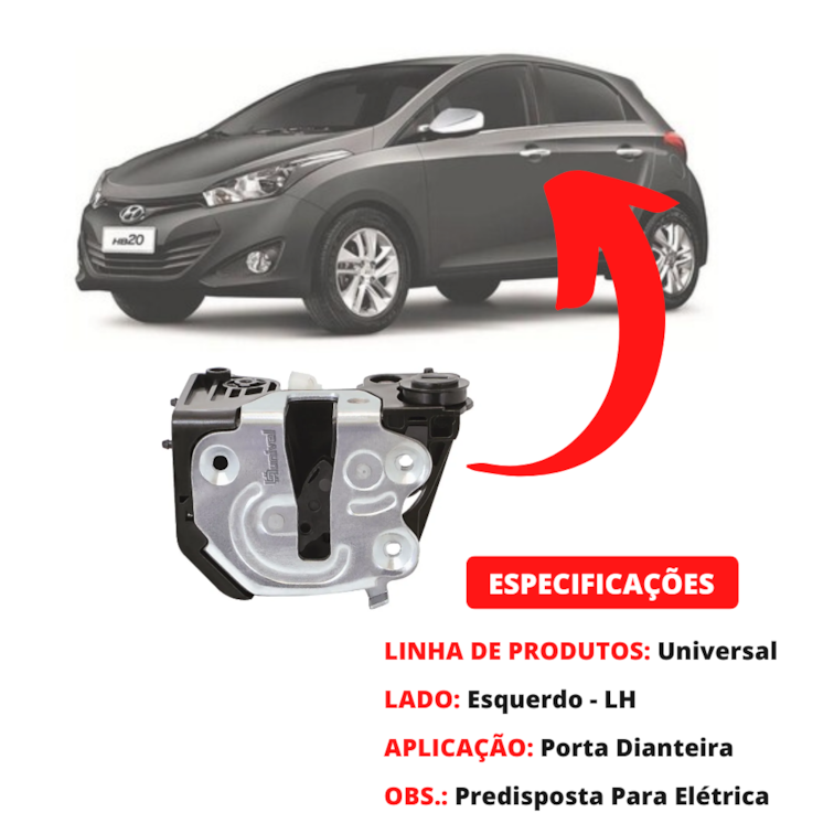 Fechadura Porta Dianteira Esquerda Motorista HB20 Após 2012