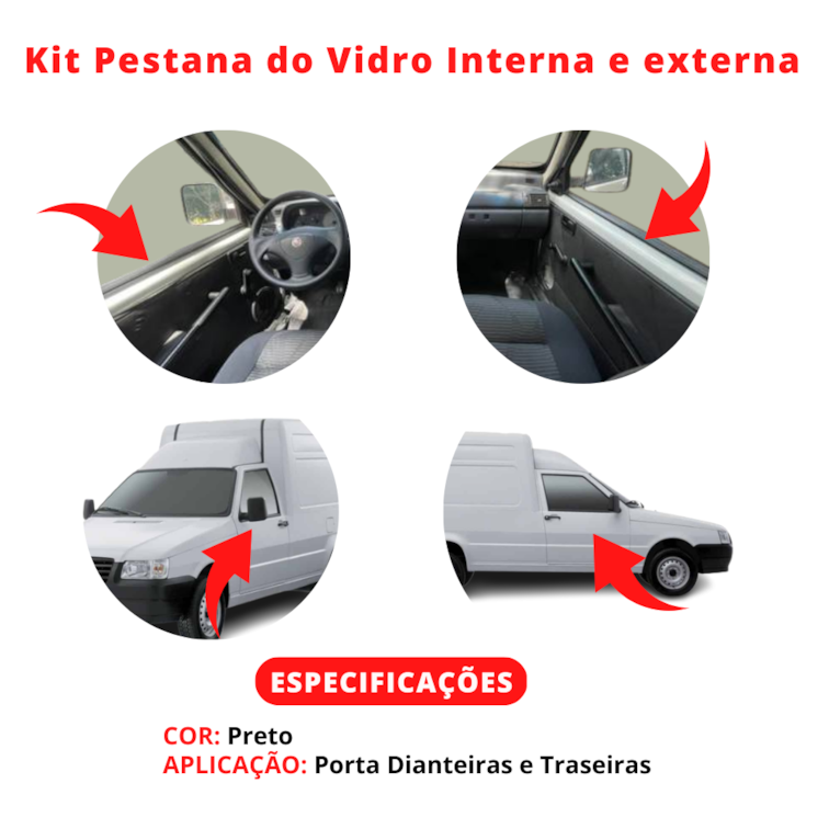 Jogo Kit Pestana Vidro Externa Interna Fiorino Uno Até 2013