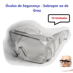 Kit 10 Óculos Proteção Epi Segurança Incolor de Sobrepor CA