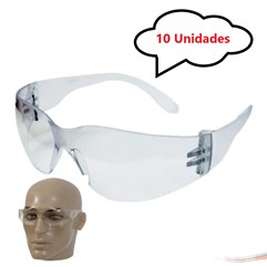 Kit 10 óculos Proteção Segurança Epi Croma Incolor Promoção