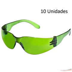 Kit 10 óculos Proteção Segurança Epi Croma Verde Promoção