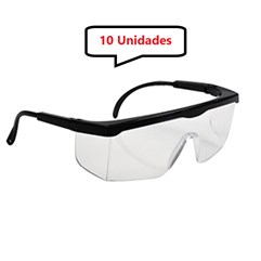Kit 10 óculos Protetor Epi Incolor Haste Regulagem Com CA