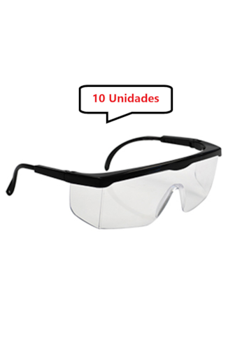 Kit 10 óculos Protetor Epi Regulagem Resistente Incolor CA Cor: Cristal