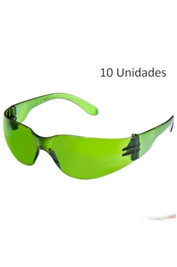 Kit 10 óculos Segurança Epi Croma Verde Proteção Trabalho