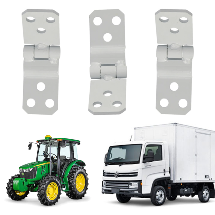 Kit 3 Dobradiças Porta Linha Agrícola Baú Cabine Uso Geral