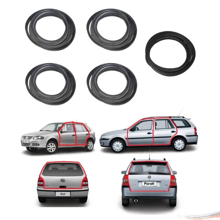 Kit 4 Borrachas Porta e Porta Mala Gol Parati G2 G3 G4
