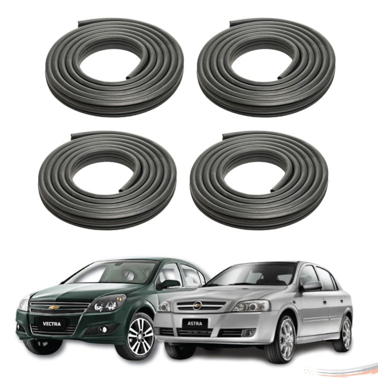 Kit 4 Borrachas Portas c/ Aba Astra Vectra 95 a 11 - Premium