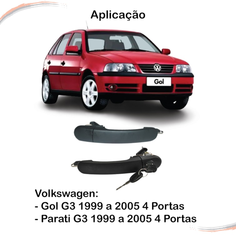 Kit 4 Maçanetas Ext Diant C/ Chave Gol Parati G3 99 a 05