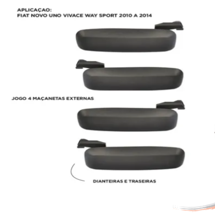Kit 4 Maçanetas Externas Portas FiorinoUno G2 Após 2014