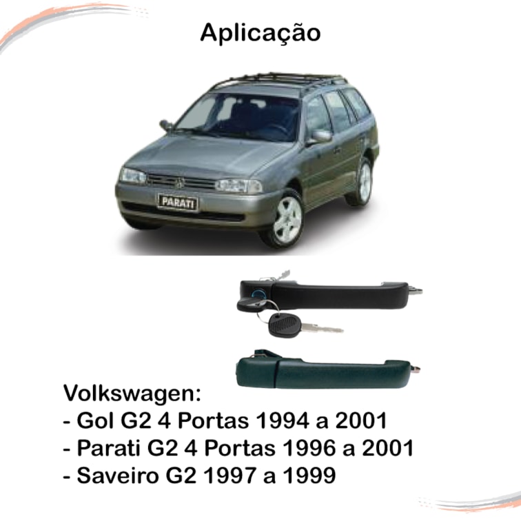 Kit 4 Maçanetas Externas Preto Gol Parati G2 96 a 01 4 Ptas