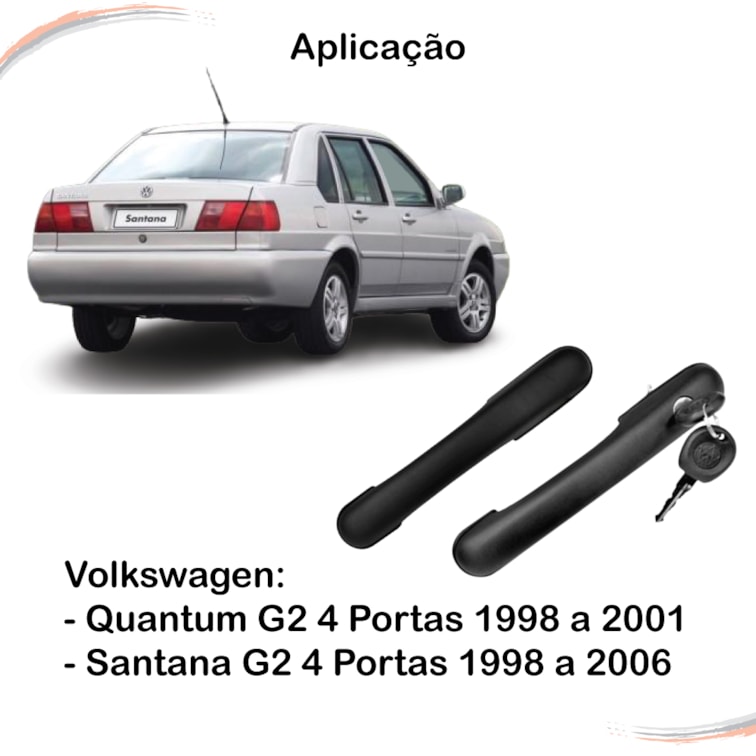 Kit 4 Maçanetas Externas Preto Santana G2 98 a 06 4 Portas