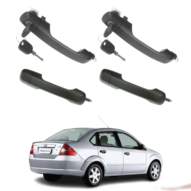 Kit 4 Maçanetas Extr Completo C/ Chave Fiesta G2 02 a 14