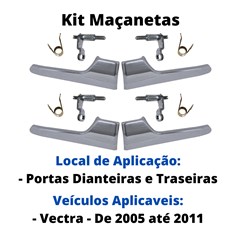 Kit 4 Maçanetas Inter Gatilhos Cromado Portas Vectra 05 a 11