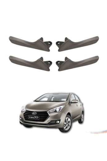 Kit 4 Maçanetas Interna Cinza Puxador Hb20 Hb20s 12 a 19
