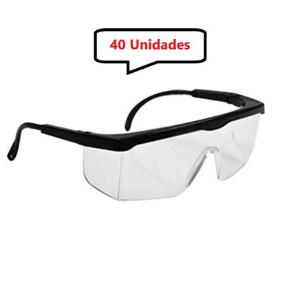 Kit 40 óculos Proteção Epi Incolor Promoção Anti Virus CA Cor: Cristal