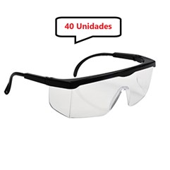 Kit 40 óculos Protetor Epi Incolor Haste Regulagem Com CA