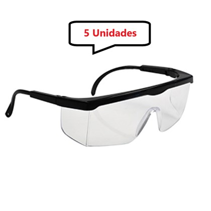 Kit 5 óculos Protetor Epi Incolor Haste Regulagem Com CA