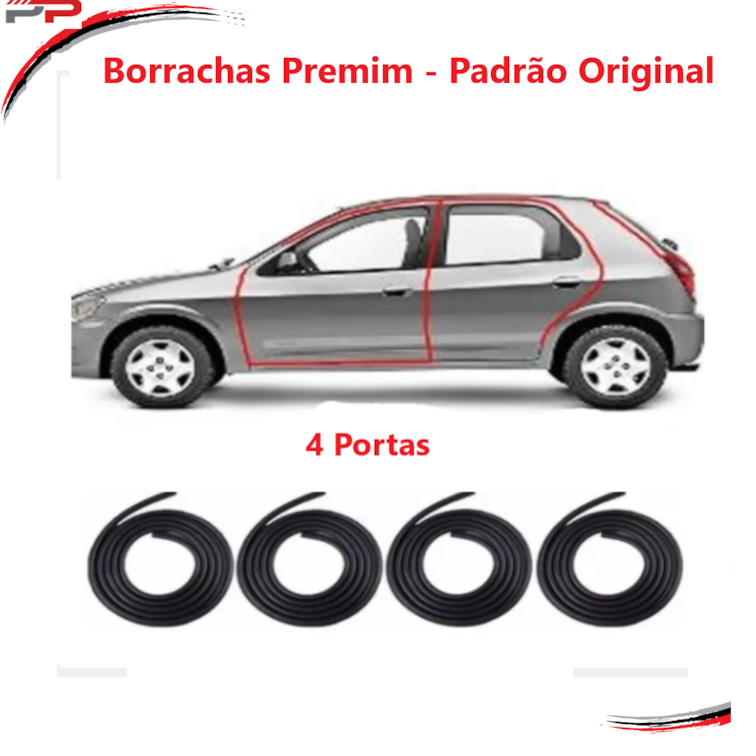 Kit Borracha Das Portas Corsa Celta Prisma 4 Portas Premium