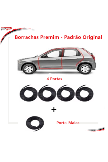 Kit Borracha Porta e Porta-Malas Corsa Celta Prisma 4 Portas