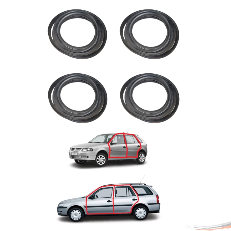 Kit Borrachas 4 Portas linha Premium Gol Parati G2 G3 G4