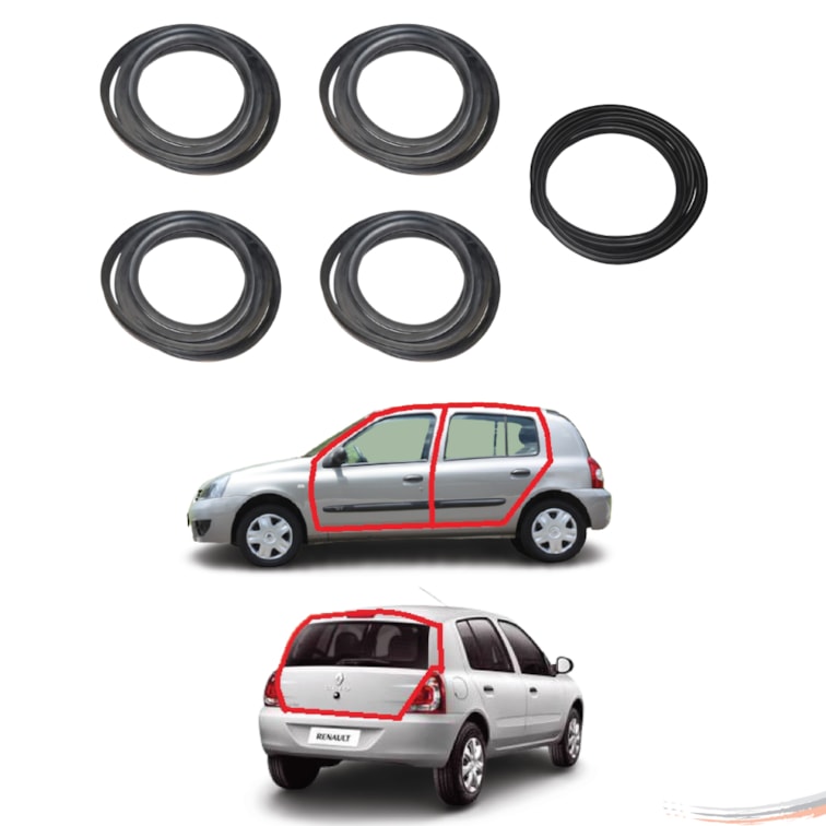 Kit Borrachas Porta e Porta Mala Clio Todos 4 Portas