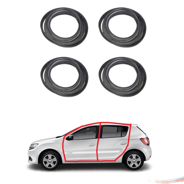 Kit Borrachas Premium de Porta Sandero Duster 4 Portas