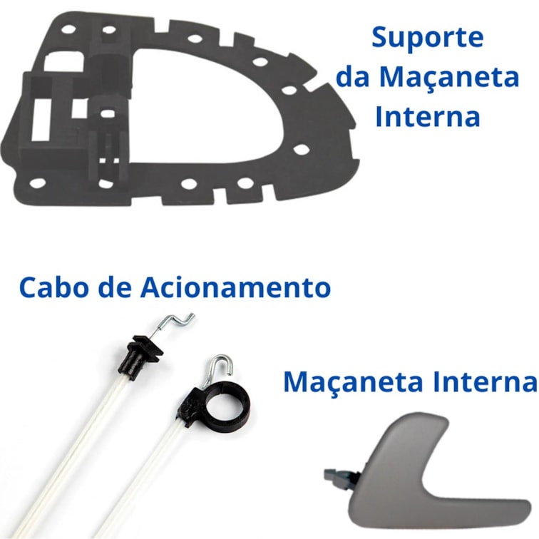 Kit Cabo Aciona Suporte e Maçaneta Port Tras Esquerda Gol G3