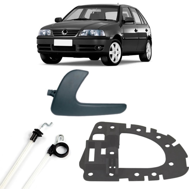 Kit Cabo Acionamento Suporte e Gatilho Maçaneta Grafite Dianteira Esquerda Gol G3