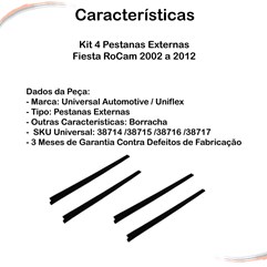 Kit Completo 4 Pestanas Externas Fiesta RoCam 2002 a 2012