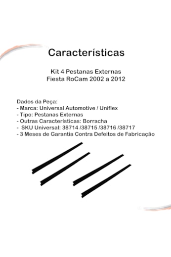 Kit Completo 4 Pestanas Externas Fiesta RoCam 2002 a 2012