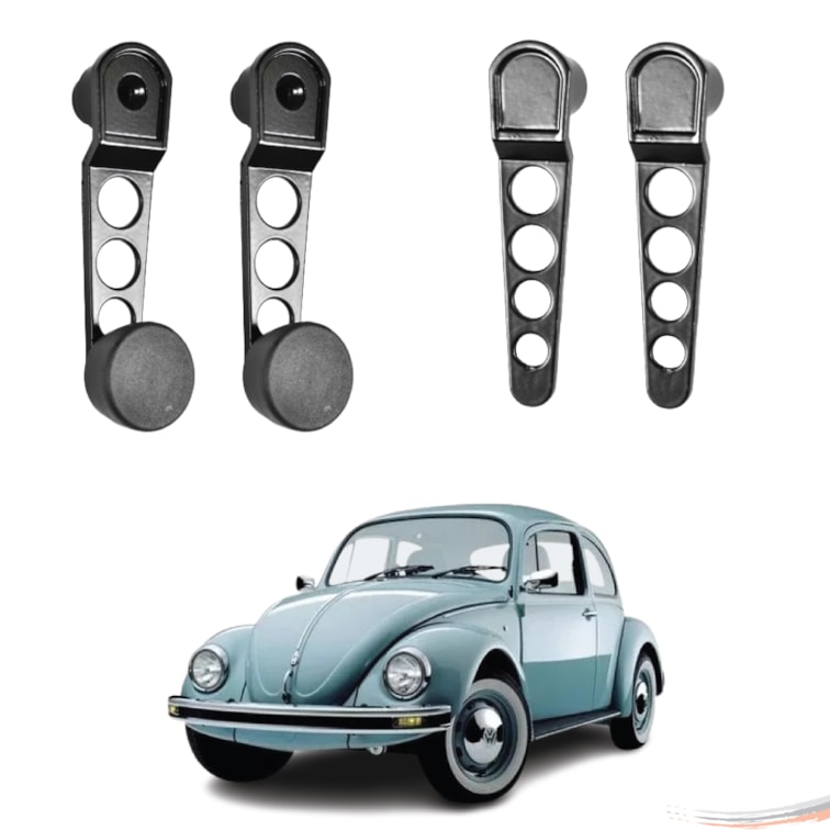 Kit Completo Manivela e Maçaneta Interna Preto Fusca 71 a 77