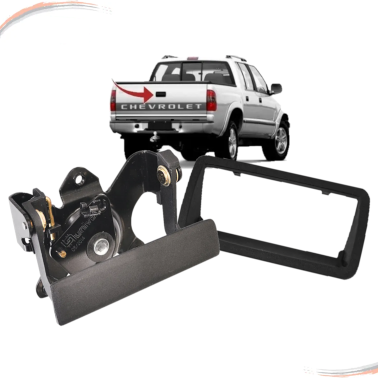 Kit Maçaneta Externa + Moldura Texturizada Tampa Caçamba S10