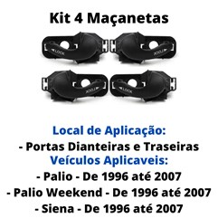 Kit Maçaneta Interna Dianteira e Traseira Palio De 96 a 07