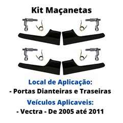 Kit Maçanetas Interna Preta Gatilho 4 Portas Vectra 05 a 11