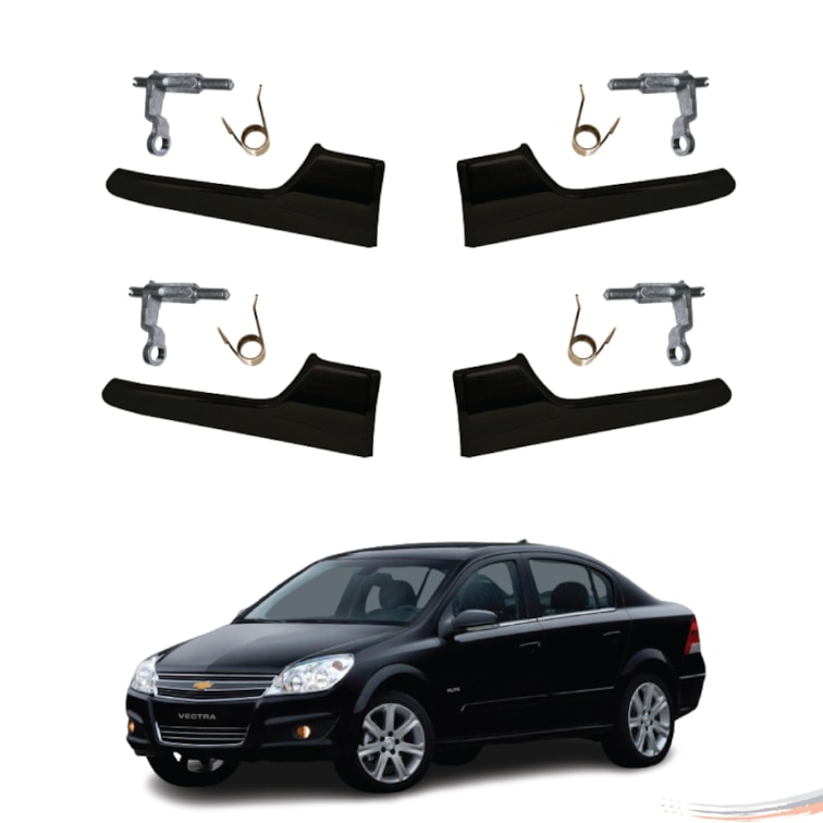 Kit Maçanetas Interna Preta Gatilho 4 Portas Vectra 05 a 11