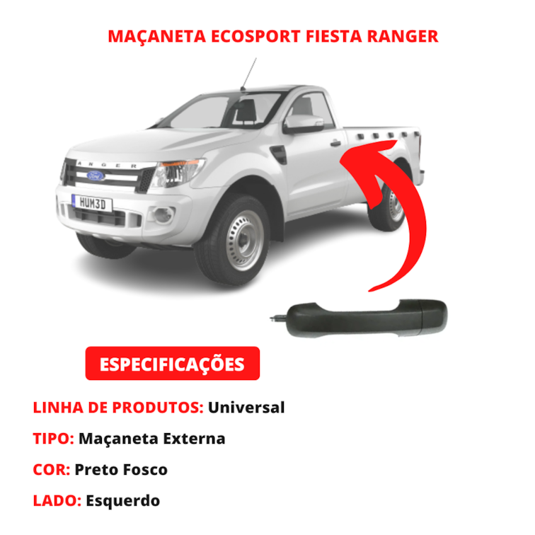 Maçaneta Externa Porta Tras Esq Fiesta Hatch Sedan 09 Até 14