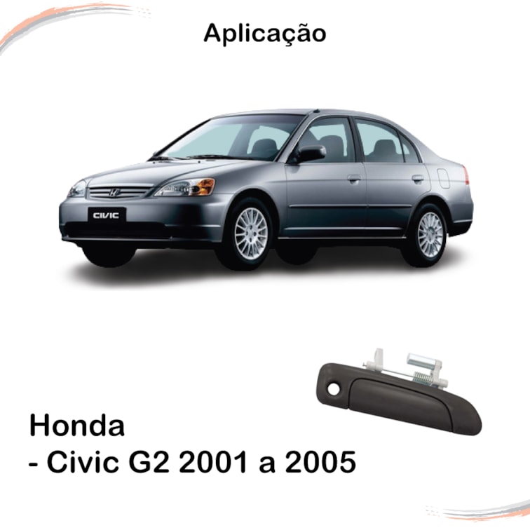 Maçaneta Externa Preta C/ Furo Diant Esquerda Civic 01 A 05