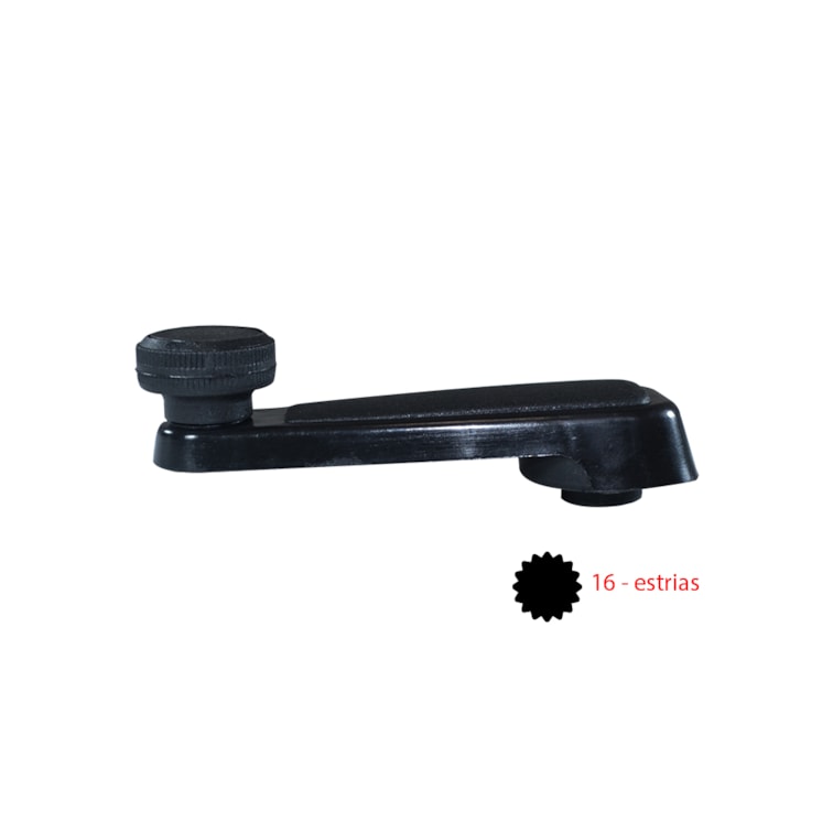 Manivela Reguladora Do Vidro Porta - Plast. Preto - 16 Estrias Direita e Esquerda GM Caminhões 85 à