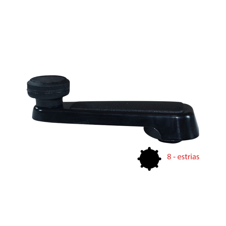 Manivela Reguladora Do Vidro Porta - Plást.Preto - 8 Estrias Direita e Esquerda GM Caminhões após 90