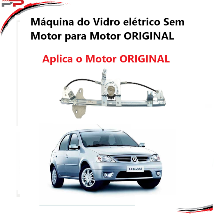 Máq. do vidro Elétrica da pta. diant. - dir. S/motor Fix. orig. - Renault Logan GI 07 à 13
