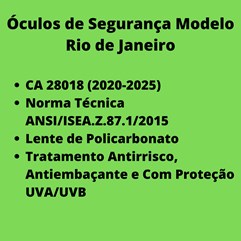 Oculos Proteção Epi Incolor Promoção Mod Rio de Janeiro