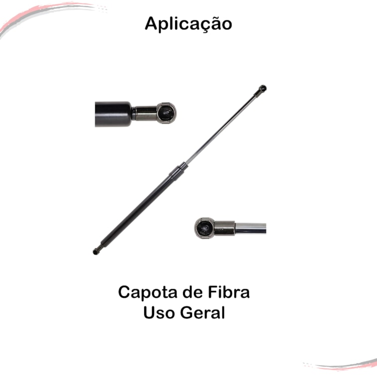 Par Amortecedor Mola à Gás Para Capota de Fibra 59,8cm 10Kgf
