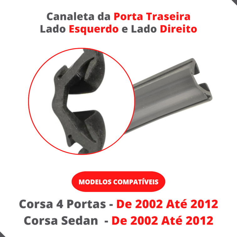 Par Canaleta Borracha Vidro Porta Traseira Corsa 4 Portas