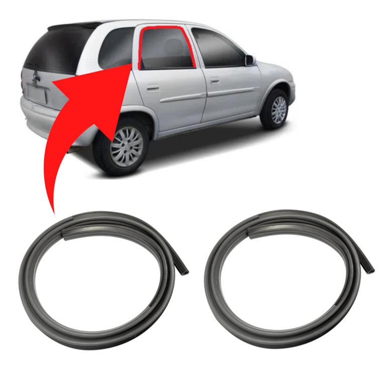 Par Canaleta Borracha Vidro Porta Traseira Corsa 4 Portas