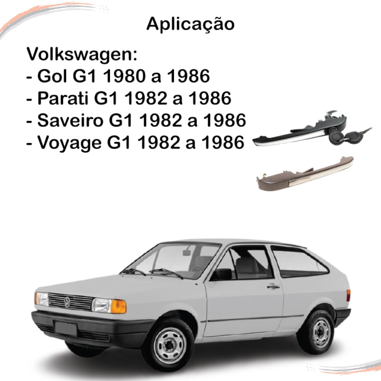 Par Maçaneta Ext Friso Inox Diant C/Chave Gol Parati 80 a 86