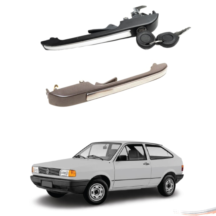 Par Maçaneta Ext Friso Inox Diant C/Chave Gol Parati 80 a 86